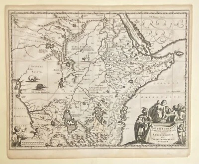Original 17th C. Map of East Africa Aethiopia Superior Vel Inferior by J Ogilby - Image 1 of 4