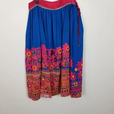 CALYPSO Christiane Celle Colorful Embroidered Floral Mirror Inserts Boho Skirt - Image 1 of 4