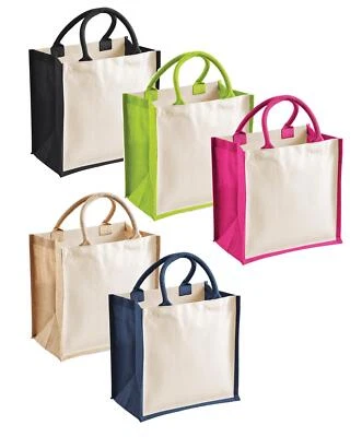 Westford Mill Printers Midi Laminated Jute Cotton Canvas Tote Bag