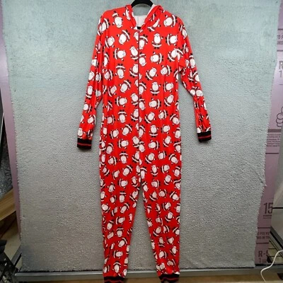 Mono rojo con cremallera completa con capucha de una pieza elástico de Santa Navidad para mujer talla 2XL Foto 1 de 4