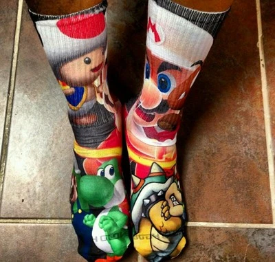 Custom Super Mario Bros Dri Fit socks gamma laney oreo I III IV V  - Image 1 of 4