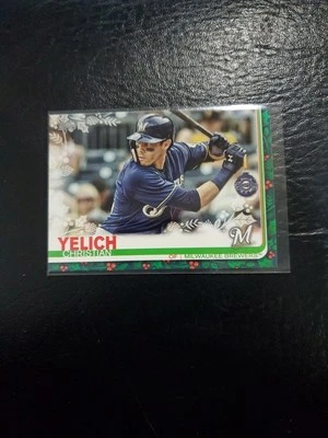 2019 Topps Holiday - Rare Variation Oranament On Bat #HW72 Christian Yelich - Image 1 of 2