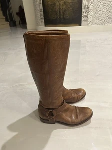Frye Brown Leather Harness Boots Size 8.5R - Picture 1 of 15