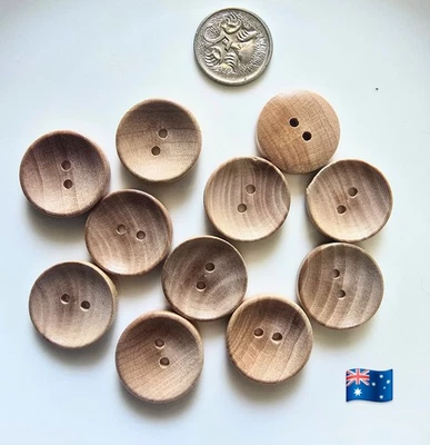 10pcs 20mm Light Wood 2 Hole Buttons - Image 1 of 2