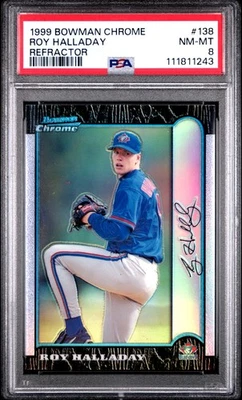 1999 Bowman Chrome Roy Halladay Refractor #138 Toronto Blue Jays PSA 8 - Image 1 of 2
