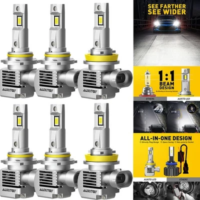 4X Combo 9005 H11 LED Headlight + Fog Light Bulbs High Low Beam White AUXITO - Image 1 of 4