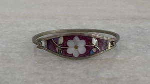 Beautiful Alpaca MOP Abalone Flower Inlaid Cuff Bracelet - Picture 1 of 6