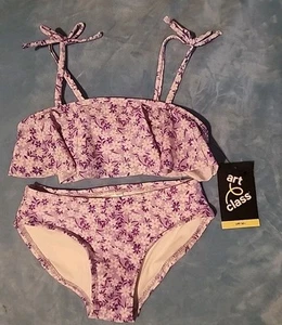 Purple Girls' Floral Print Bikini Set - art class™ S (6/7) NWT UPS 50+ - Picture 1 of 1