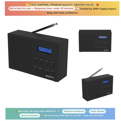 Groov-e Paris DAB/FM Radio with Bluetooth & Alarm Clock – Portable Elegance - Image 1 of 4