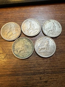 5 x Australia 1954 Royal Visit Silver Florin Coins - CIRCULATED - Picture 1 of 9