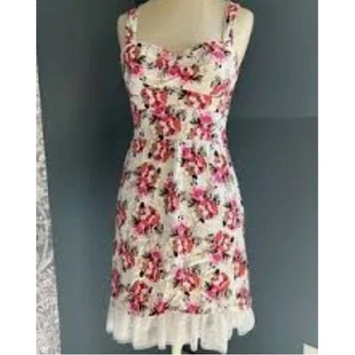 Coquette Cottagecore Fairycore Dress XS Floral Print Ruffle Hem Sundress - Image 1 of 4