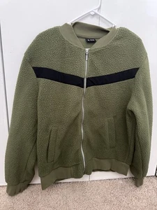 Zyia Active Women’s Jacket Green Large Flying V Fleece Teddy Bomber Sherpa - Picture 1 of 4