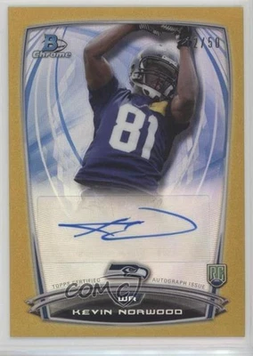 2014 Bowman Chrome Rookie Gold Refractor /50 Kevin Norwood #RCRA-KN Auto RC - Image 1 of 2