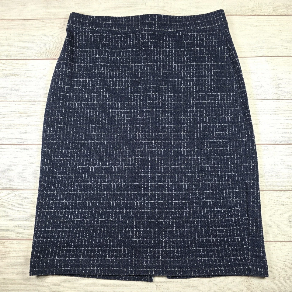 Falda Maeve Anthropologie Azul Lápiz Cintura Alta Mujer Talla Grande Cremallera Trasera Foto 1 de 4