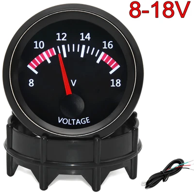  2" 52MM Universal Auto Car Volt Voltage Gauge Meter 8-18V - Image 1 of 4