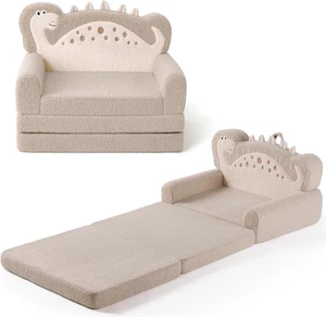 Khaki Dinosaurier 2-in-1 weiche Kleinkind Couch ausklappbar, Kleinkind Stuhl, umbaubar - Bild 1 von 12