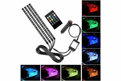 Striscia LED Luci Colorate per Interni Auto RGB Vano Piedi Telecomando 12V - Immagine 1 di 4