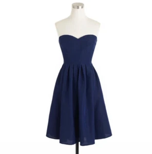 Abito da ballo J.Crew taglia 4 Marlie classico blu navy senza spalline damigella d'onore - Foto 1 di 9