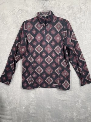 Флис женский Eddie Bauer на молнии 1/4 большой фиолетовый ацтекский юго-западный принт флис - Изображение 1 из 4