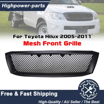 REPLACE FOR 2005-2011 TOYOTA HILUX MATTE BLACK MESH FRONT GRILLE BRAND NEW 3D - image 1 of 4