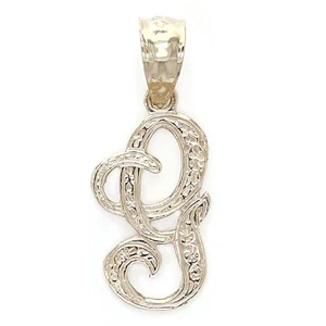 14k Yellow or White Gold Initial Letter G Alphabet A-Z Charm Pendant - Picture 1 of 164