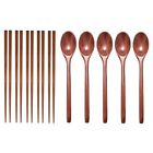 Teak Wooden Spoons and Chopsticks Set, Non-Stick Spoons Soup-Teaspoon for1628