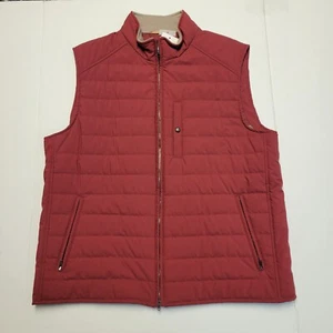 New LUCIANO BARBERA Wool Nylon Silk Quilted Zip Tech Vest 2XL 48 EU 58 Red Puff - Picture 1 of 10