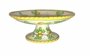 Vintage Handarbeit Sockel Schale Keramik Keramik Blumen Vogel 8 1/4" quer - Bild 1 von 5