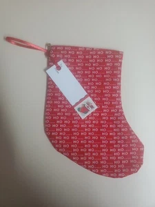 Medias de Navidad hechas a mano forradas mini 6" Ho Ho Ho Ho soporte para tarjetas de regalo - Imagen 1 de 3