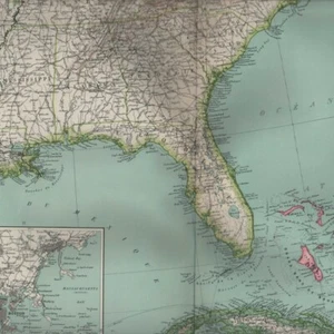 Floride Cuba Boston Chicago - Géographie Amérique du Nord Carte ancienne 1923 - Picture 1 of 4