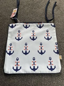 Blue Chair Seat Pad Cover Anchors - Tie Back - Anorak Ropes & Boats Collection - Picture 1 of 10