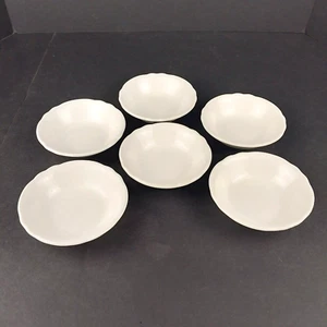 Vintage 6-Pc Homer Laughlin Restaurant Ware 4.75" Scalloped White Fruit Bowls - Picture 1 of 6