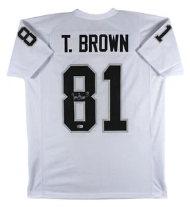 Tim Brown Authentic Signed White Pro Style Jersey Autographed BAS Witnessed - Picture 1 of 3