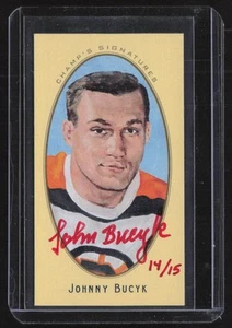 2011-12 Parkhurst Champions Mini Red Ink Johnny Bucyk #27 Auto #/15 - Picture 1 of 2