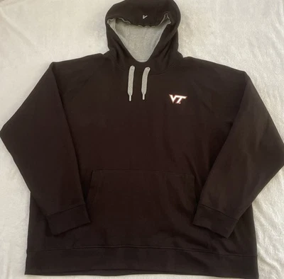 Sudadera con Capucha Pullover Negra Antigua Virginia Tech Para Hombre Talla 4XLT Logo Bordado Foto 1 de 4