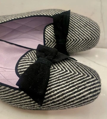 MOCASINES PLANOS DE BALLET JOHNSTON & MURPHY ARCO ESPIGA BLANCO NEGRO 8 Foto 1 de 4