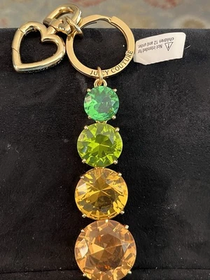NUEVO SIN ETIQUETAS Vintage LLAVERO JUICY COUTURE Piedras Preciosas de Cristal Dije WOW Foto 1 de 4