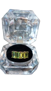 10K Yellow Gold Peridot Ring Size 5.75 Fessenden & Co. 4 Rectangle Cut Gems - Picture 1 of 9