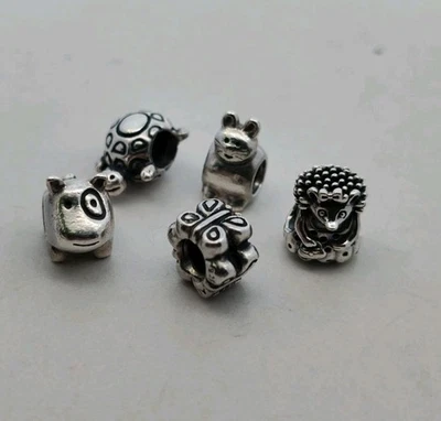 Лот из 5 из чистого серебра PANDORA подвески бисер все животных или насекомых конструкций - Изображение 1 из 4
