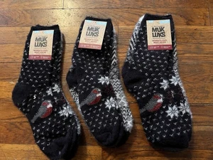 6 Pairs Muk Luks Cozy Fuzzy Boot Socks Size 6-11 New - Picture 1 of 4