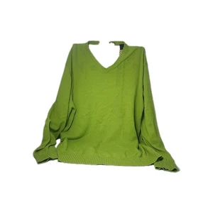 Neman Marcus 100% Cashmer Green 3 Button Sweater Made In Italy 2XL - Picture 1 of 5