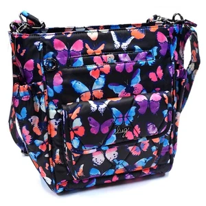 NUEVO ❤️ Bolso Convertible Lug Toss Acuarela Mariposas RFID Negro - Imagen 1 de 7