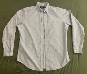 Ralph Lauren Polo Shirt 16 34/35 Button Down Collar Green Purple White Striped - Picture 1 of 10