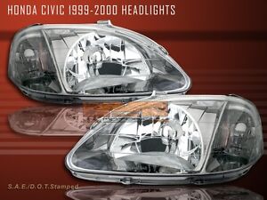 Fit For Honda Civic 99-00  Gun Metal EK EK9  Headlights 2/3/4 Doors 