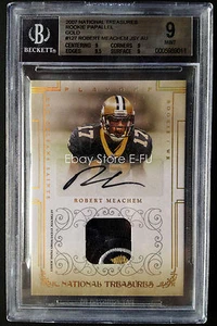 Parche de camiseta National Treasures RC 2007 automático Robert Meachem #ed 22/25 logotipo BGS 9 - Imagen 1 de 2