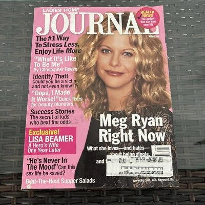 2002 AUGUST LADIES HOME JOURNAL MAGAZINE - MEG RYAN FRONT COVER - L 6160 - Image 1 of 3
