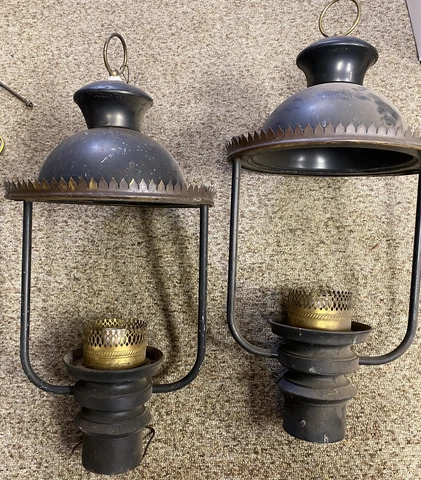 Antique Street Light Lamp Set Of 2 24” Vintage Pole Light Victorian Gas Station Cover