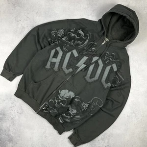 Sudadera con Capucha Gris Cremallera Loca Calaveras Azul Líquido AC DC De Colección Talla L Para Hombres 00’s Rara Y2K - Imagen 1 de 11