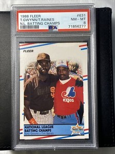 1988 Fleer Tony Gwynn, Tim Raines PSA 8 - HOF * Fresh New Harder Grade *Card 631