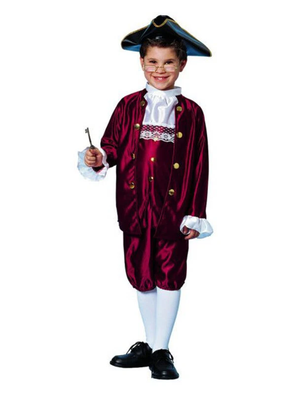 Ben Franklin / Disfraz Colonial Niño 5 Piezas Burg Bragas Abrigo Sombrero y Bota Prendas para el torso Lg Foto 1 de 1